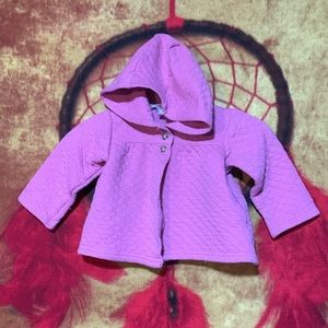 BABY ESSENTIALS-pink cotton blend long sleeve button lightweight jacket w/hood